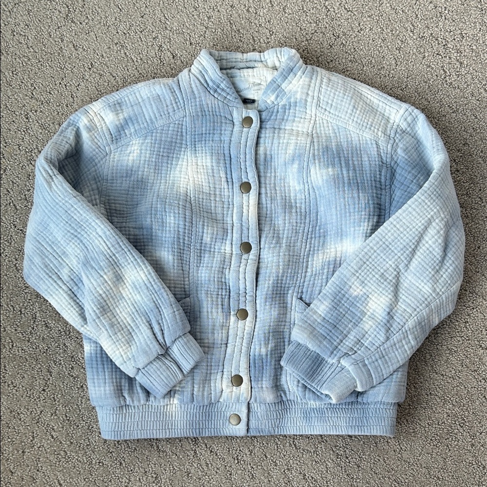Universal Threads Tie-Dye Bomber Jacket Cotton Blue Spring Clouds Coat Size XS